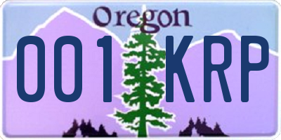 OR license plate 001KRP