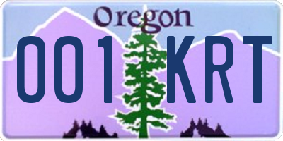 OR license plate 001KRT