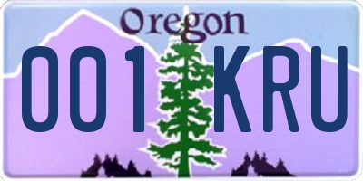 OR license plate 001KRU