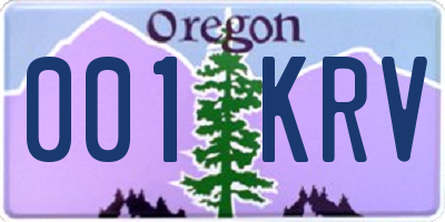 OR license plate 001KRV