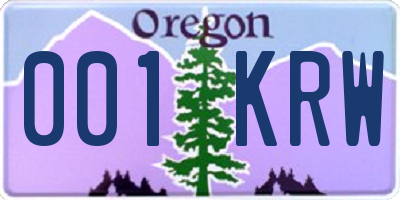 OR license plate 001KRW