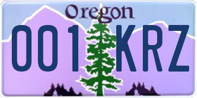 OR license plate 001KRZ