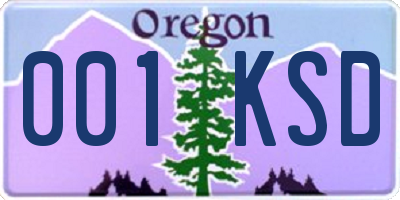 OR license plate 001KSD