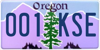 OR license plate 001KSE