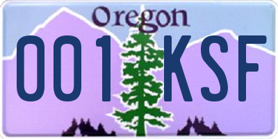 OR license plate 001KSF