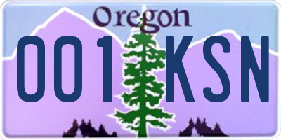 OR license plate 001KSN