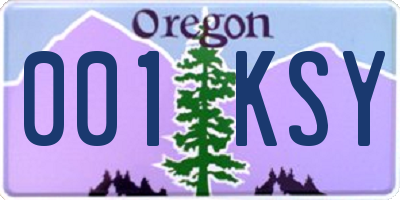 OR license plate 001KSY