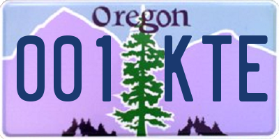 OR license plate 001KTE