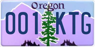 OR license plate 001KTG