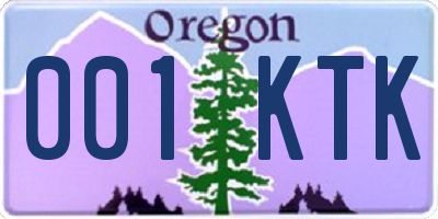 OR license plate 001KTK