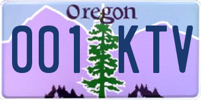 OR license plate 001KTV