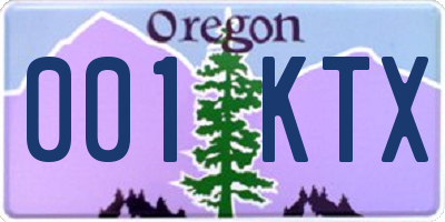 OR license plate 001KTX