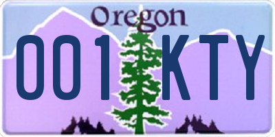 OR license plate 001KTY