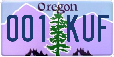 OR license plate 001KUF