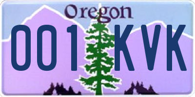 OR license plate 001KVK