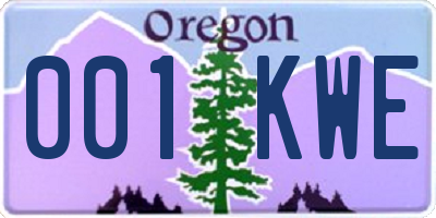 OR license plate 001KWE