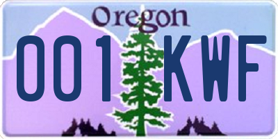 OR license plate 001KWF