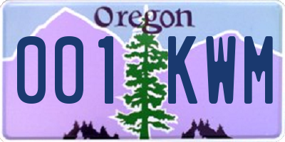 OR license plate 001KWM