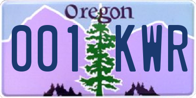 OR license plate 001KWR