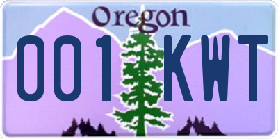 OR license plate 001KWT