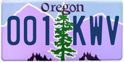 OR license plate 001KWV