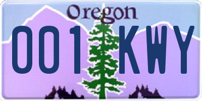 OR license plate 001KWY