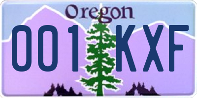 OR license plate 001KXF