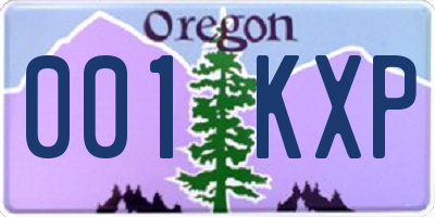 OR license plate 001KXP