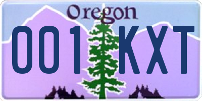 OR license plate 001KXT