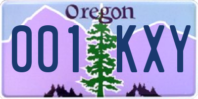 OR license plate 001KXY