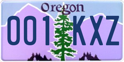 OR license plate 001KXZ