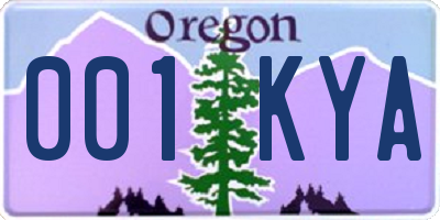 OR license plate 001KYA