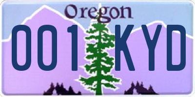 OR license plate 001KYD