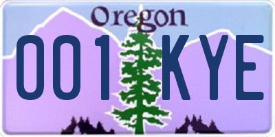 OR license plate 001KYE