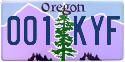 OR license plate 001KYF