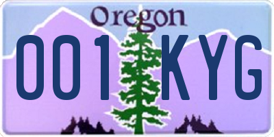 OR license plate 001KYG