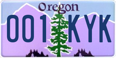 OR license plate 001KYK