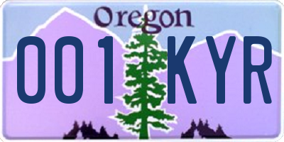 OR license plate 001KYR