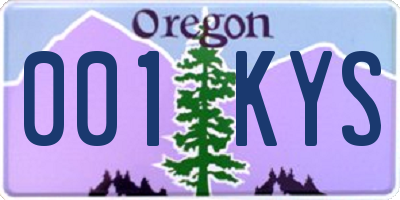 OR license plate 001KYS