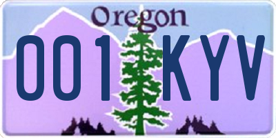 OR license plate 001KYV