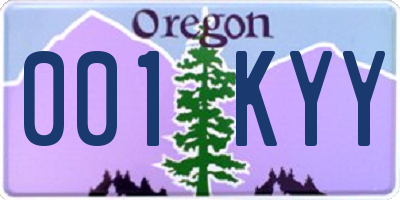 OR license plate 001KYY