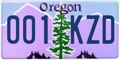 OR license plate 001KZD