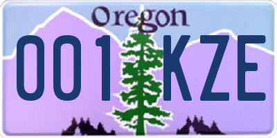 OR license plate 001KZE