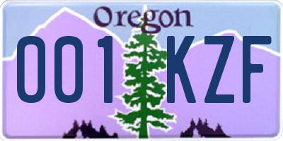 OR license plate 001KZF