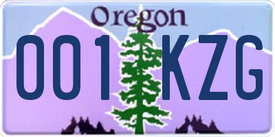 OR license plate 001KZG