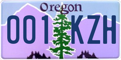 OR license plate 001KZH