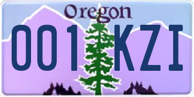 OR license plate 001KZI