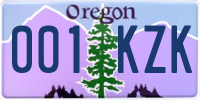 OR license plate 001KZK