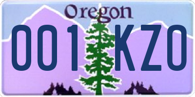 OR license plate 001KZO