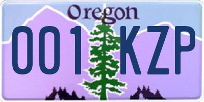 OR license plate 001KZP